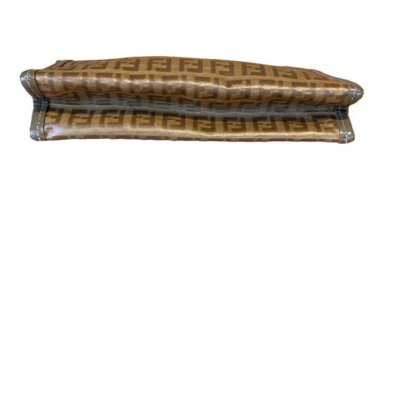 VINTAGE FENDI ZUCCHINO SMALL CLUTCH/COSMETIC BAG COATED CANVAS & LEATHER - Picture 10 of 13